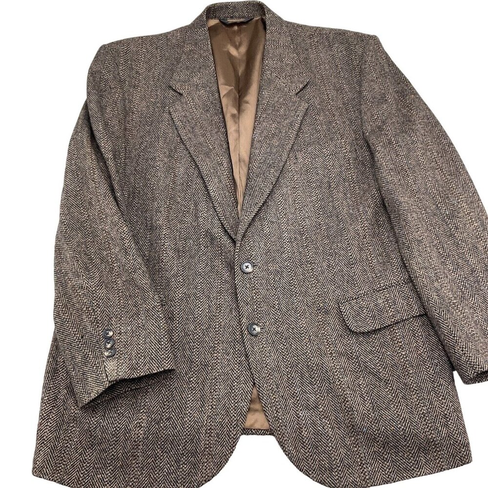 Woolrich Blazer Men 46 Brown Multi Herringbone Tweed Outdoor Jacket VTG USA Flaw